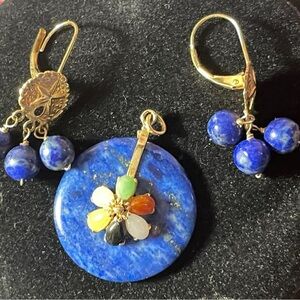 Bundle 3 14k gold vintage ring, pendant and earrings